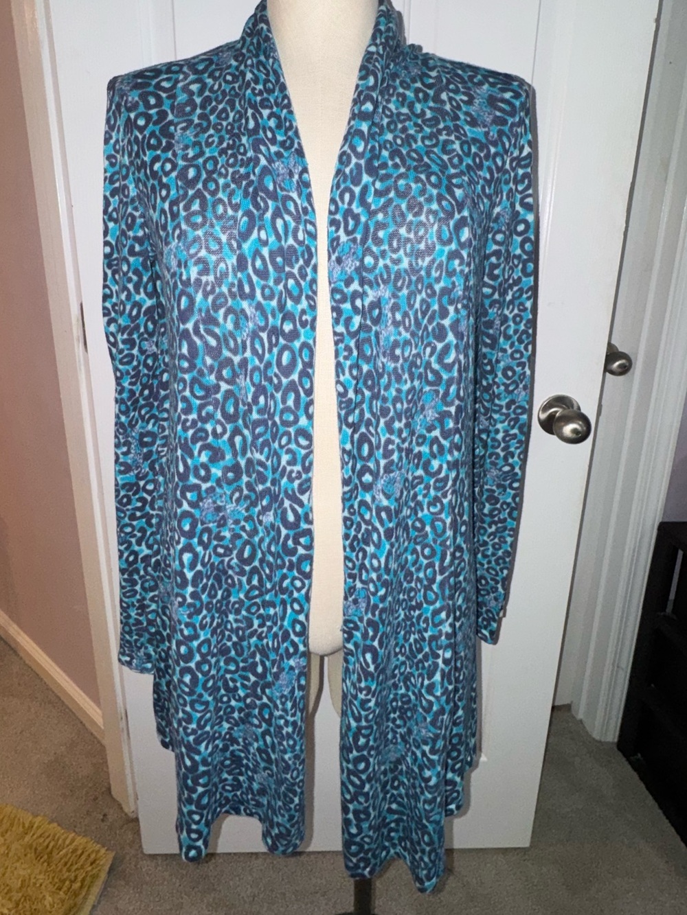 Lilly Pulitzer Leopard Cardigan Open Front Duster Animal Print Medium